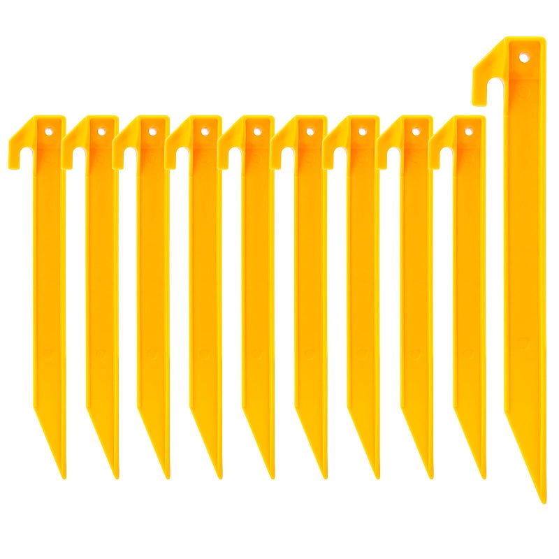 Hikemax Plastic Tent Stakes 10 Pack - 9 Inch Heavy Duty Beach Sand Pegs - Windproof Plastic Garden Stakes for Secure Tents, Inflatables, Canopies, Rain Tarps and Garden Structures - Image 1